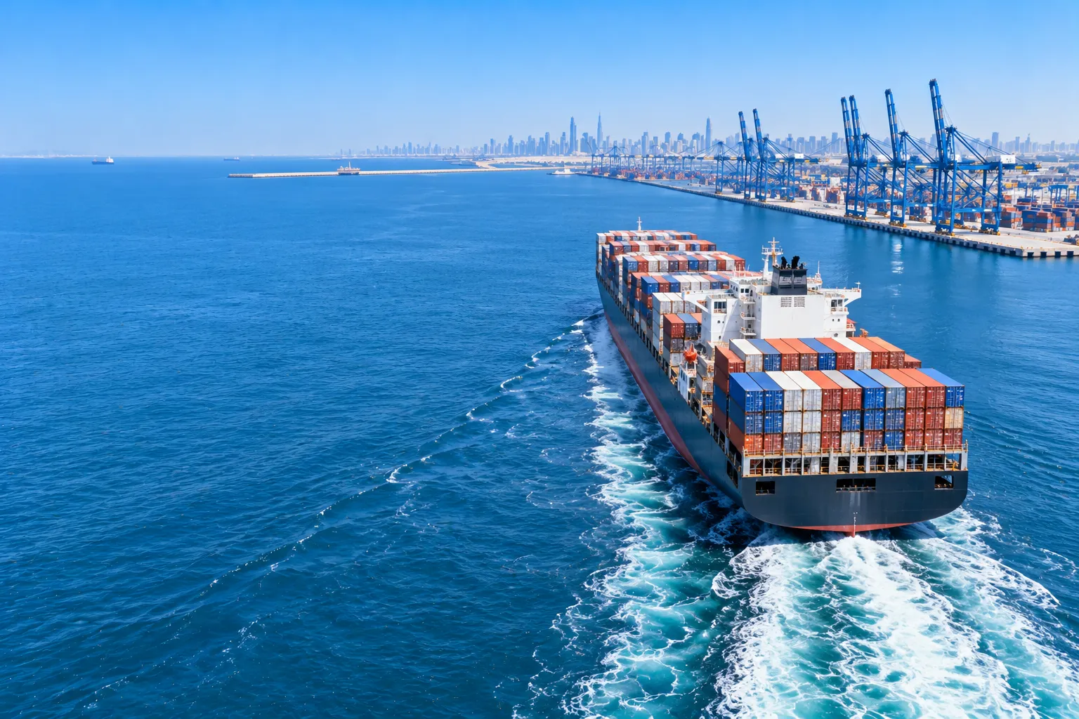 Dubai to India service, illustrated with a photo of the operation.